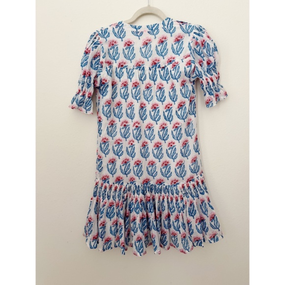 OLIPHANT SMOCKED DROP Floral MINI Dress XXS - Picture 3 of 5